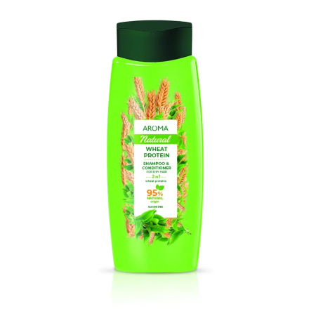 Шампунь та кондиціонер 2 IN 1 AROMA NATURAL Пшеничний протеїн для сухого волосся 400 мл