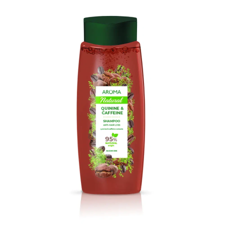 Шампунь AROMA NATURAL Хінін та Кофеїн, проти випадіння волосся 400 мл